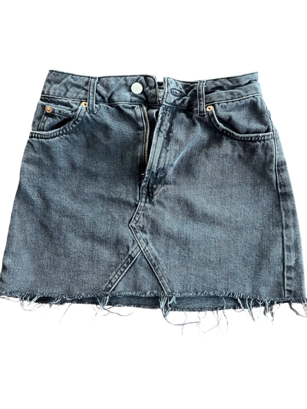 Topshop Moto Washed Black Denim Mini Skirt Size 4